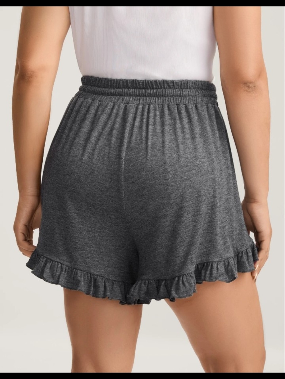 Bloomchic Cozy Ruffle Hem Women's Shorts - Charcoal - Picture 4 of 5